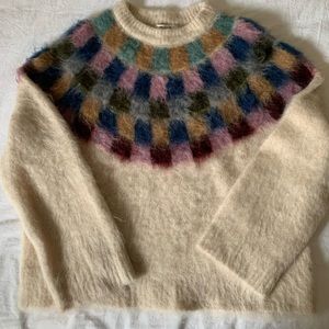 Madewell Brushed checkerboard fair isle oversized sweater